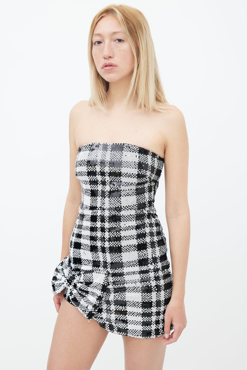 Lovers and Friends Black & White Checkered Sequin Mini Dress