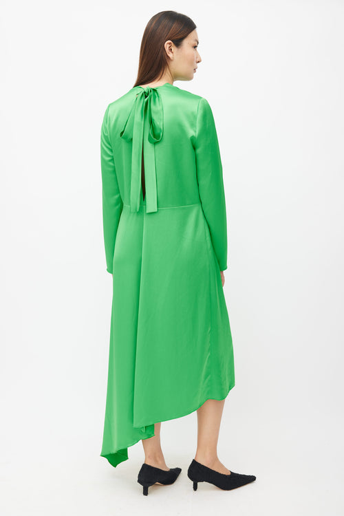 MSGM Green Long Sleeve Backless Dress