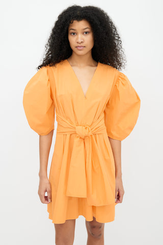 MSGM Orange Cotton Open Back Dress