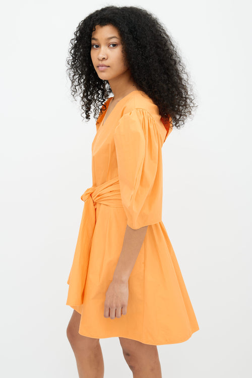 MSGM Orange Cotton Open Back Dress