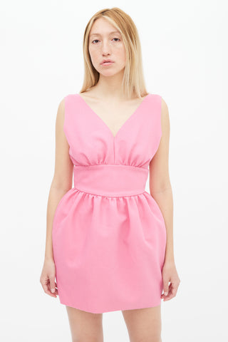 MSGM Pink Plunge Sleeveless Mini Dress