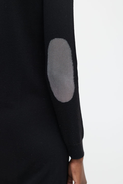 Maison Margiela Black Knit & Silver-Tone Elbow Patch Sheer Hem Dress