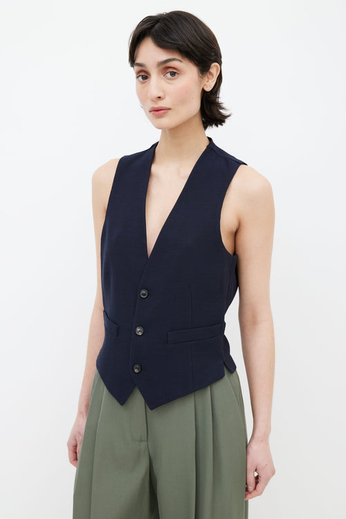 Maison Margiela Navy Three Button Vest