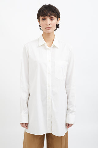Maison Margiela White Cotton Side Slit Shirt