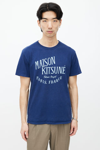 Maison Kitsuné Navy Letter Print Short Sleeves T-Shirt