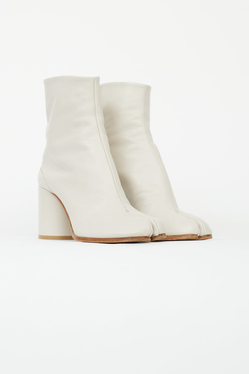 Maison Margiela Cream Leather Tabi Heel Boot