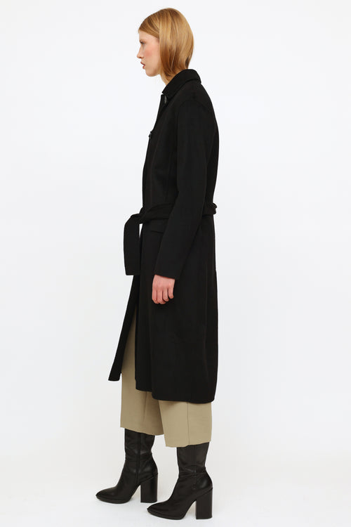 Maje Black Belted Wool Blend Coat