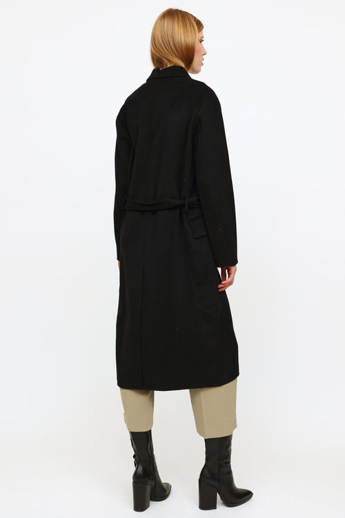 Maje Black Belted Wool Blend Coat