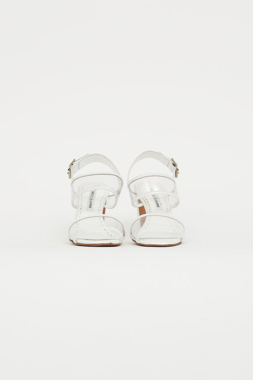 Manolo Blahnik White & Clear PVC Wide Strap Sandal