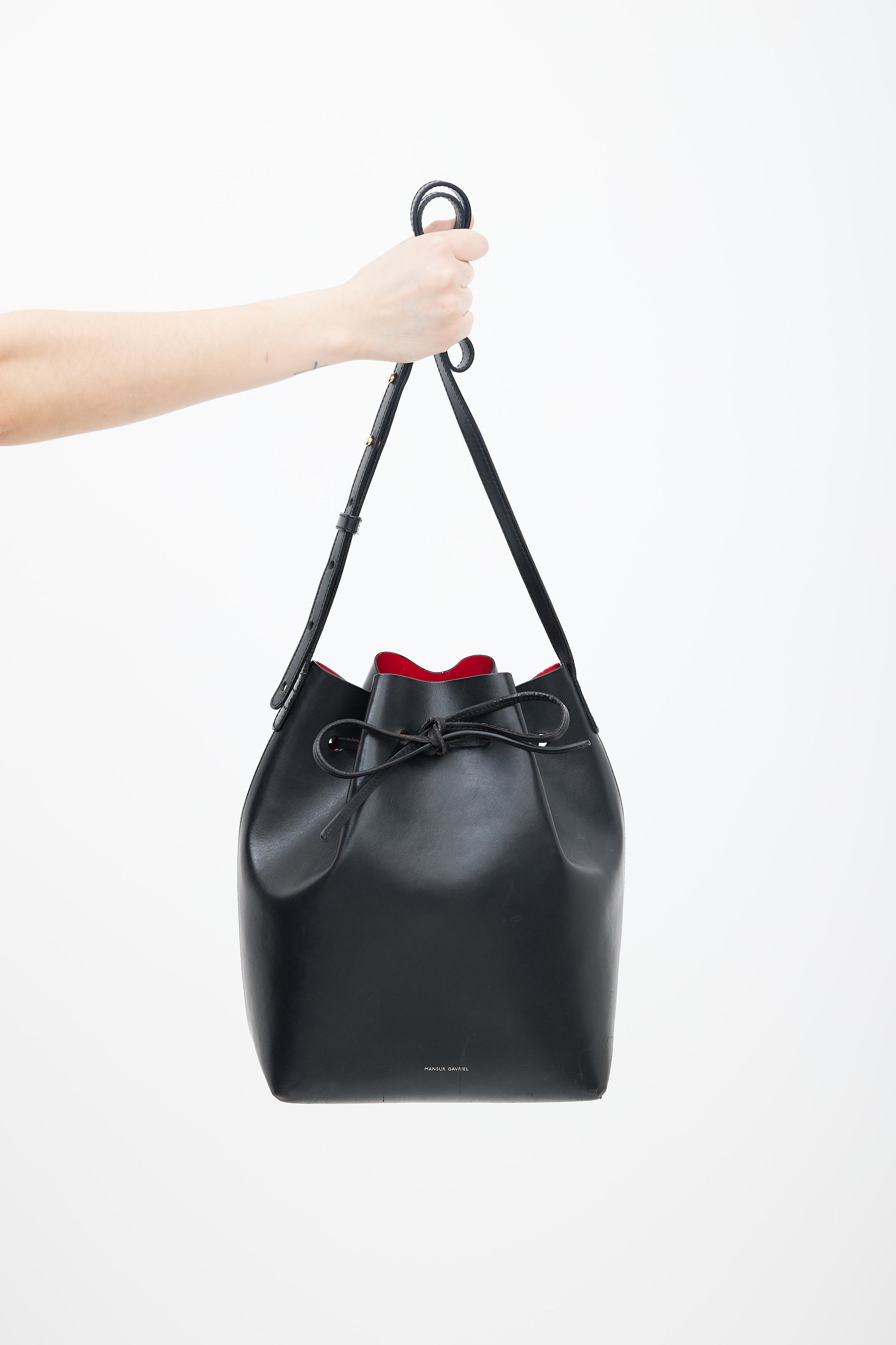 Mansur Gavriel // Black Leather Bucket Shoulder Bag – VSP Consignment