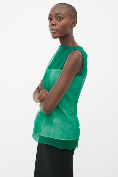 Marc Jacobs Green & White Sheer Layer Top