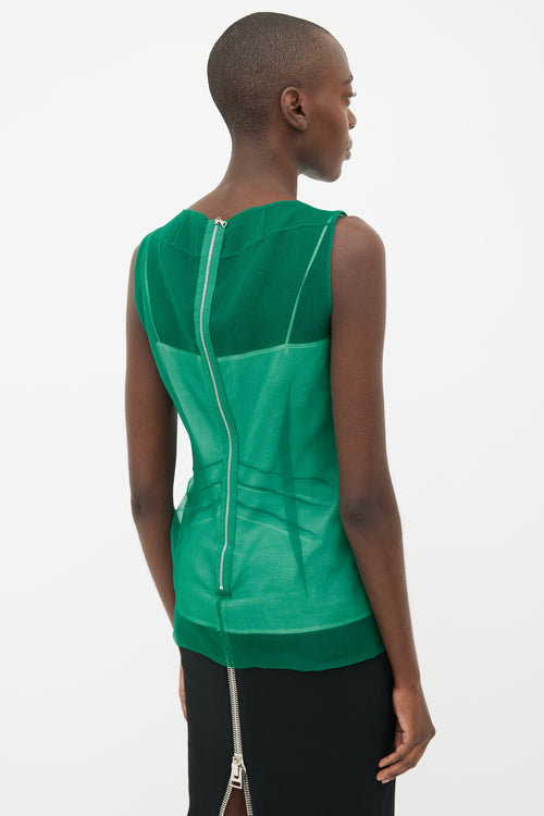 Marc Jacobs Green & White Sheer Layer Top