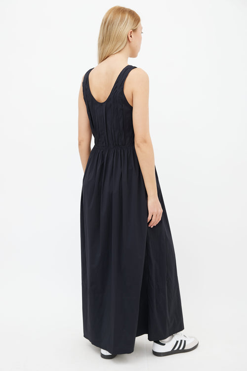 Markoo Black Pleated Sleeveless Maxi Dress