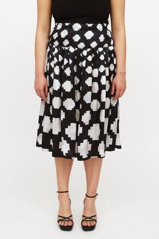Marni Black & White Pleated Skirt