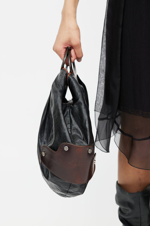 Marni Black & Brown Leather Balloon Shoulder Bag