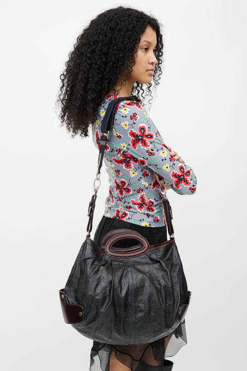 Marni Black & Brown Leather Balloon Shoulder Bag
