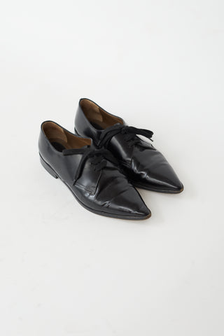 Marni Black Leather Pointed Toe Oxford