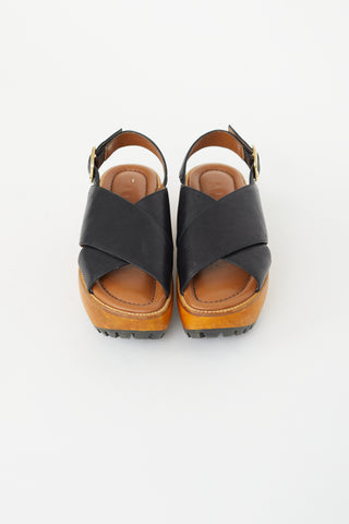 Marni Black & Brown Platform Clog Sandal