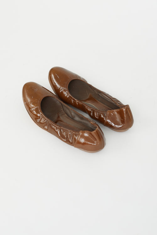 Marni Brown Patent Leather Ballet Flat