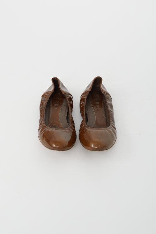 Marni Brown Patent Leather Ballet Flat