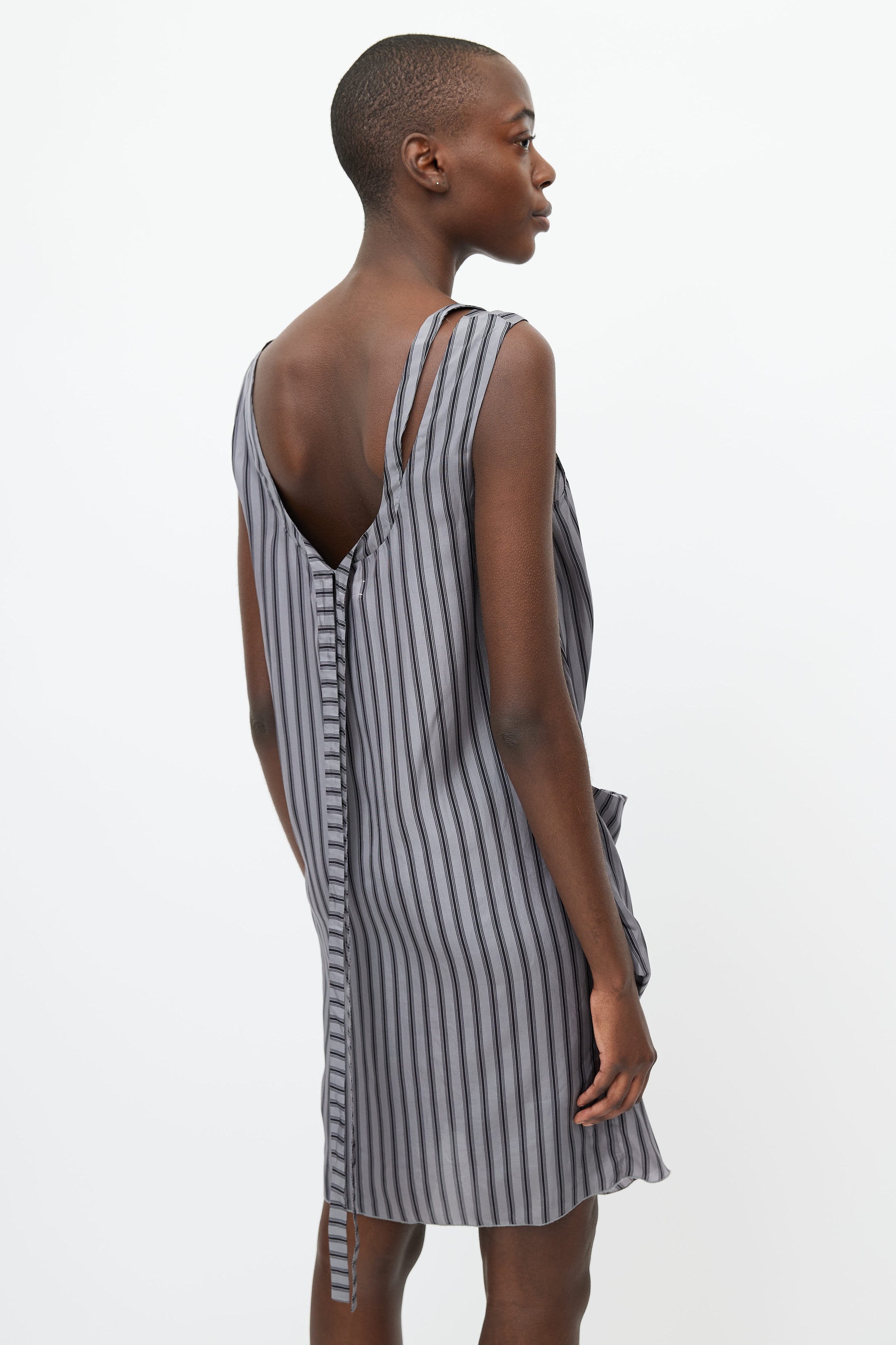 Marni // Grey & Black Silk Stripe Drape Dress – VSP Consignment