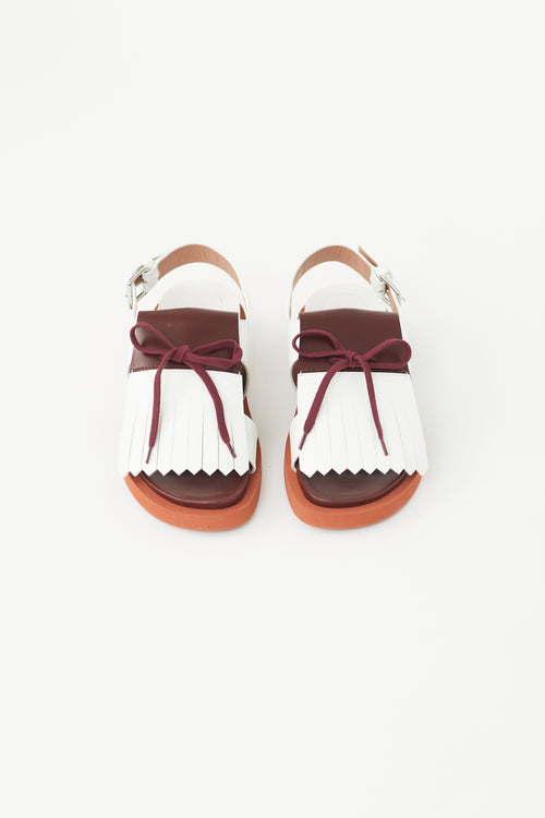 Marni White & Multicolour Lace Up Sandal