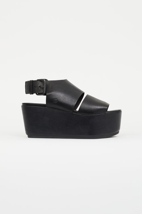 Marsèll Black Leather Platform Sandal