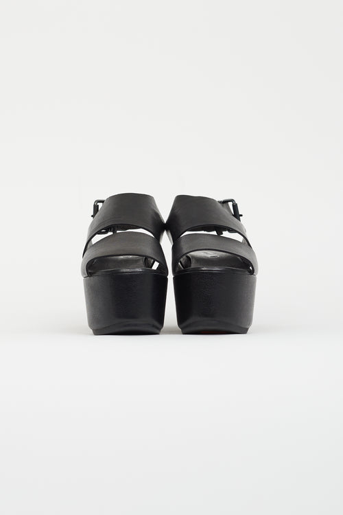 Marsèll Black Leather Platform Sandal