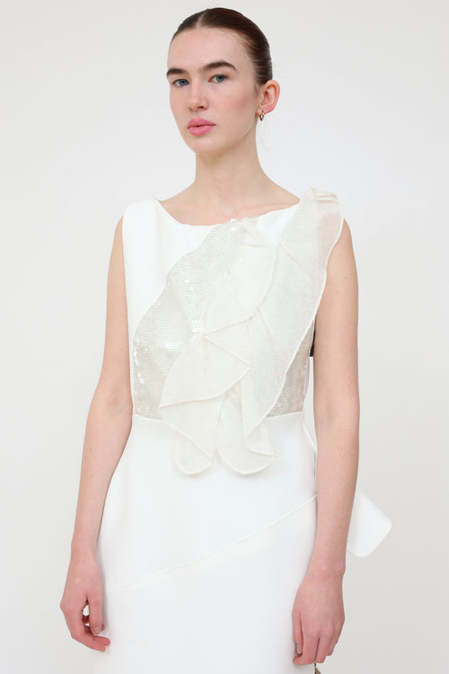 Toni Maticevski //HOLD White Sequin Thrilling Gown - AT DRYCLEANING
