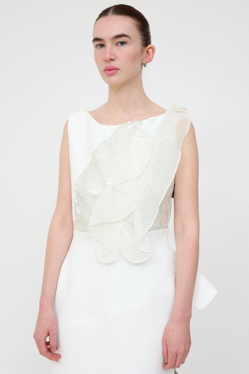 Toni Maticevski //HOLD White Sequin Thrilling Gown - AT DRYCLEANING