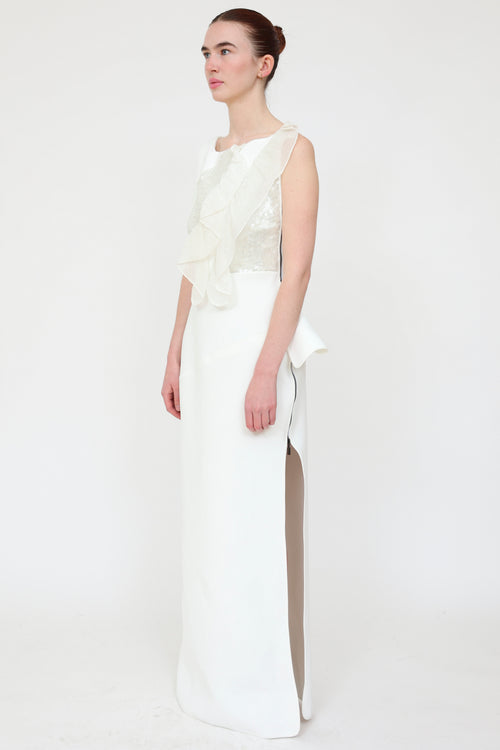 Toni Maticevski //HOLD White Sequin Thrilling Gown - AT DRYCLEANING