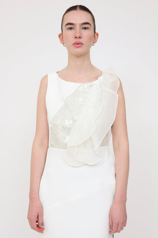 Toni Maticevski White Sequin Thrilling Gown