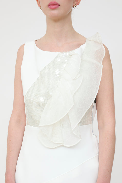 Toni Maticevski White Sequin Thrilling Gown
