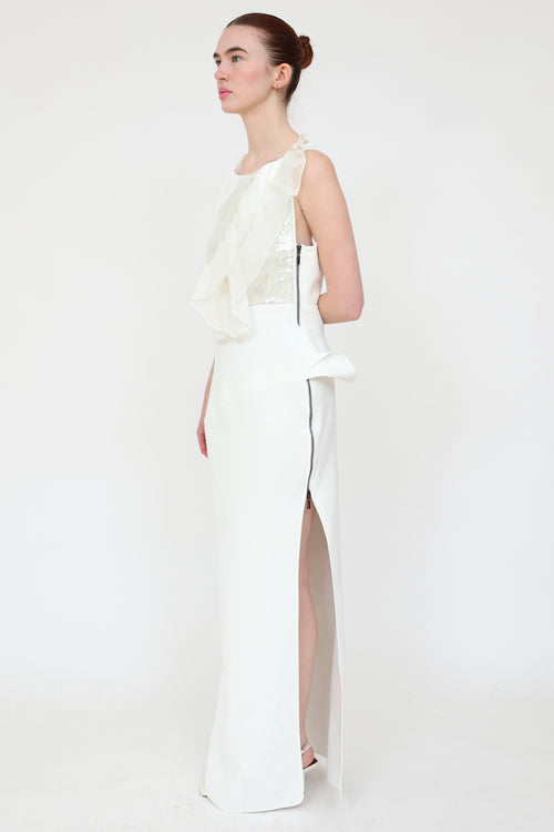 Toni Maticevski White Sequin Thrilling Gown