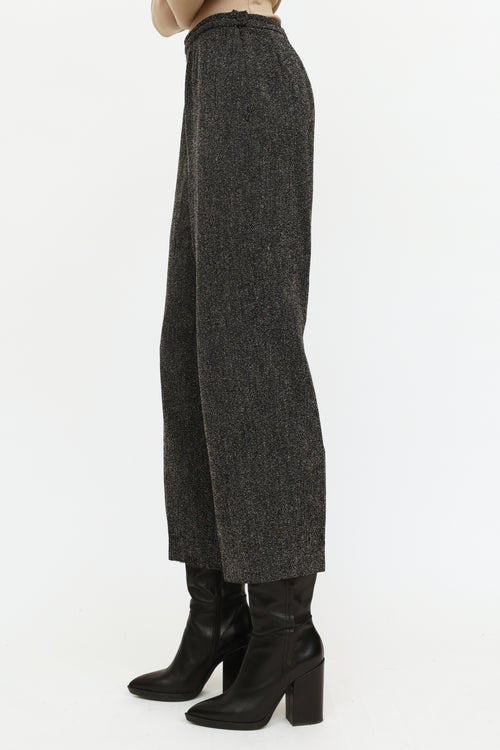 Max Mara Grey Wool Wide Leg Trousers