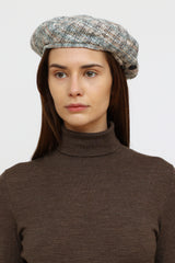 Maison Michel Blue & White Tweed Beret