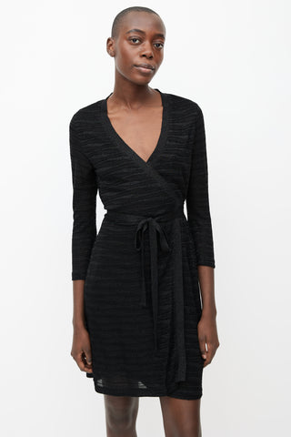 Missoni Black Knit Sparkle Stripe Wrap Dress