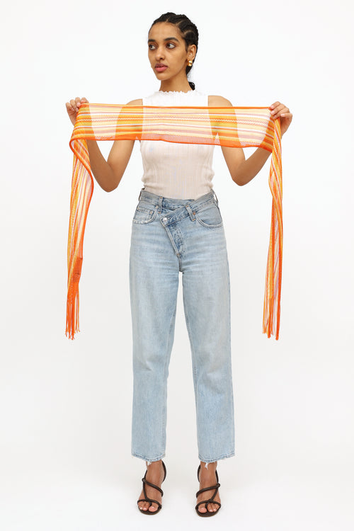 Missoni Orange Knit Fringe Scarf