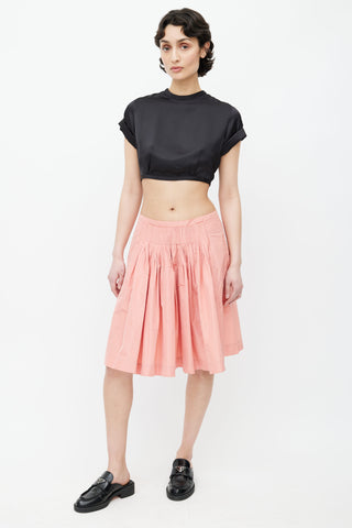 Miu Miu Pink Pleated A-Line Skirt