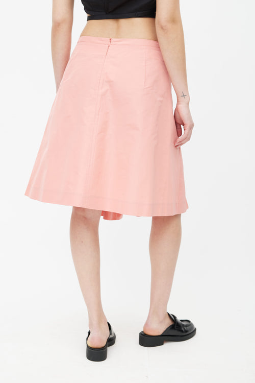 Miu Miu Pink Pleated A-Line Skirt