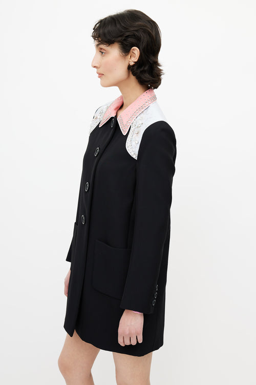 Miu Miu Black Sequin Collar Coat