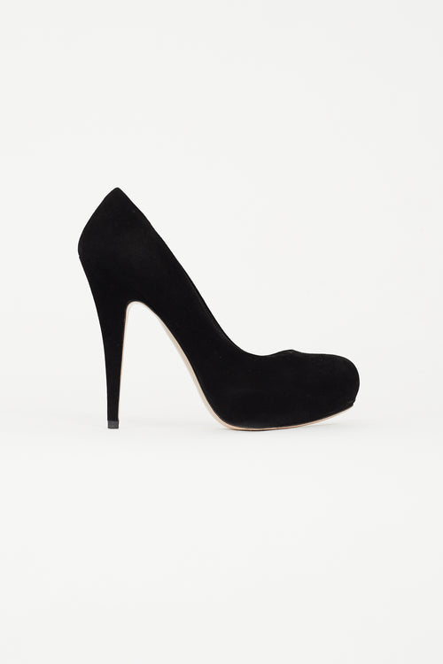 Miu Miu Black Suede Platform  Pump