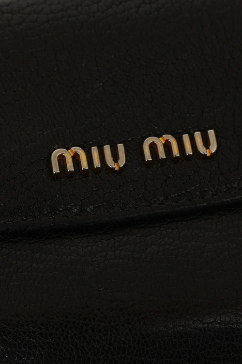 Miu Miu Black Leather Compact Flap Wallet