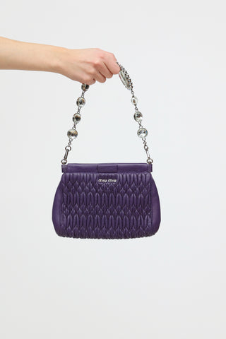 Miu Miu Purple Matelasse Embellished Clutch