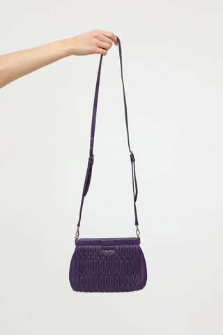 Miu Miu Purple Matelasse Embellished Clutch