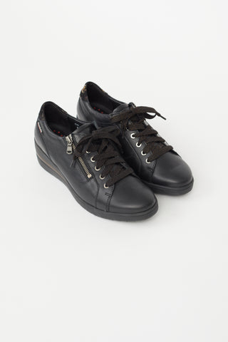 Mobils Black Leather Patrizia Wedge Sneaker