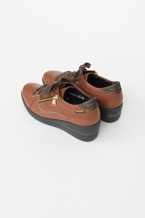 Mobils Brown Leather Patrizia Wedge Sneaker