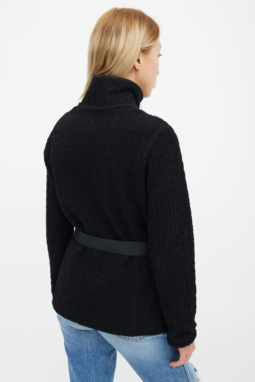 Moncler Black Textured Belted Jacket