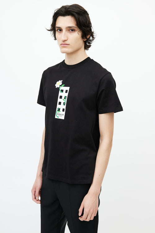 Moncler Black & White Floral Graphic T-Shirt