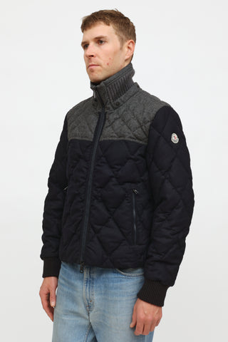 Moncler Men's Navy & Grey Quilted Jacket